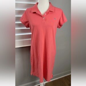 Vineyard Vines L Polo Dress Coral Red Short Sleeve Logo Collared USA Whale‎ Logo